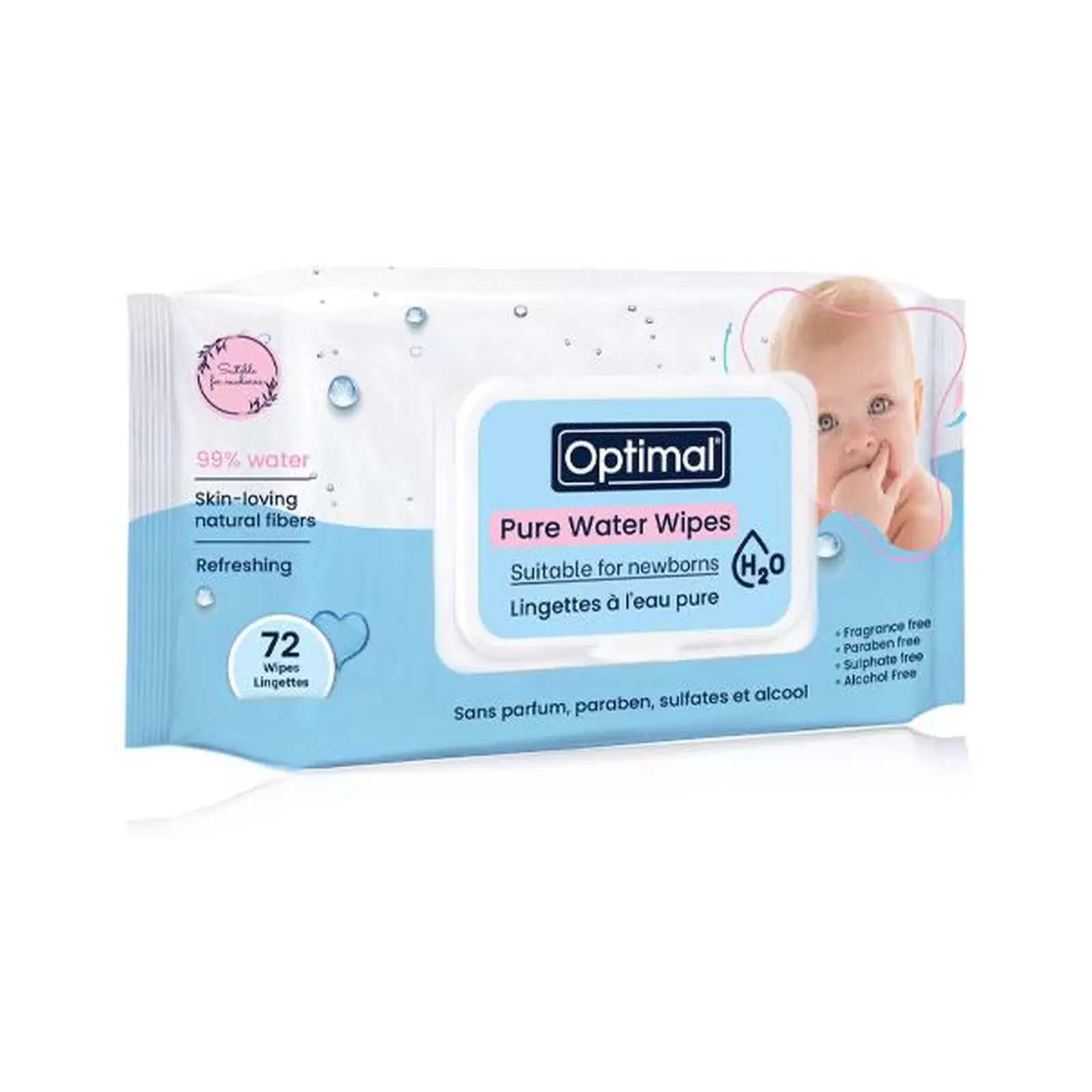 Optimal Pure Water Wipes - 72 Wipes